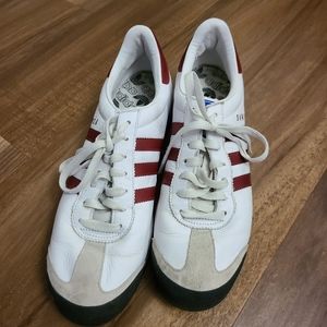 Adidas Samoa white and maroon soccer football sneakers